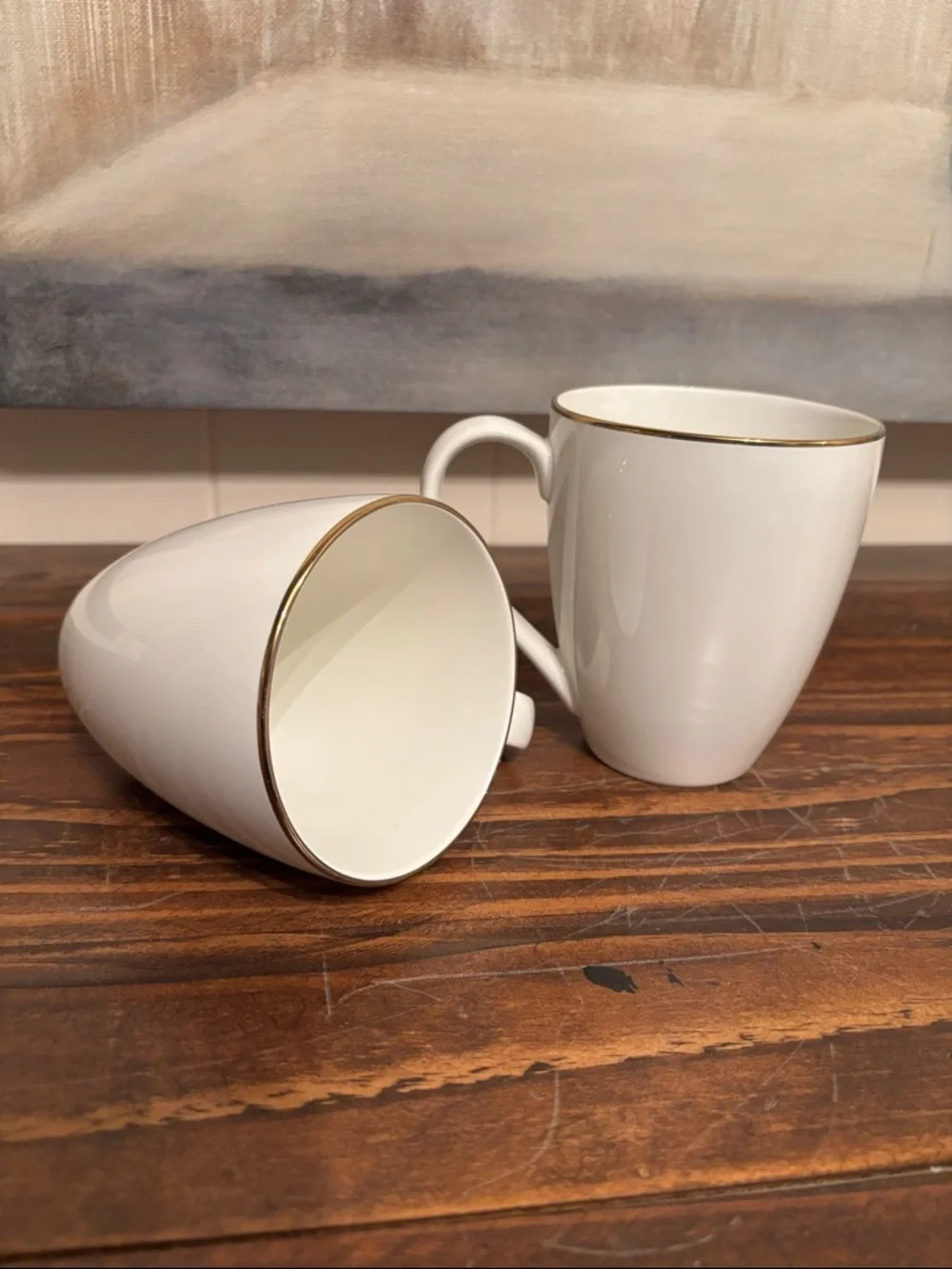 2 Lenox Trianna White Porcelain 12 Oz Cups
